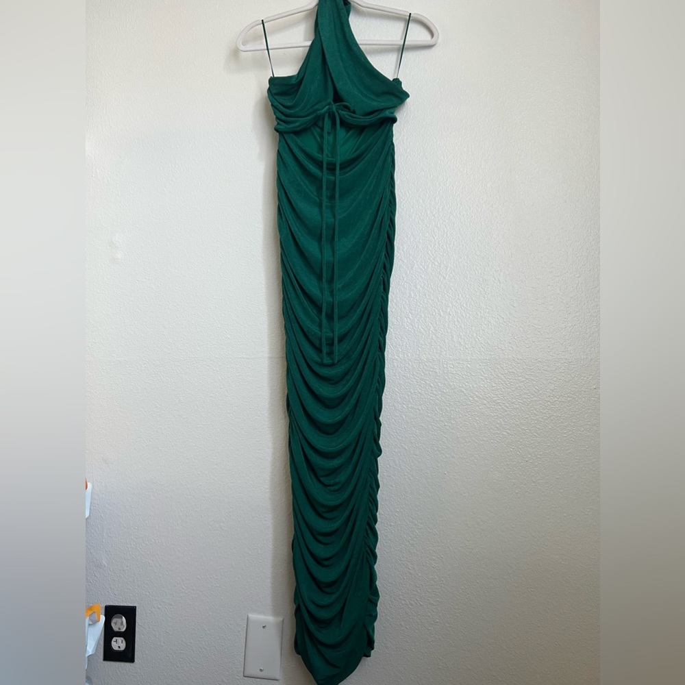 Emerald green cross front gown